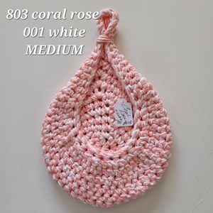 MEDIUM 803 CORAL ROSE 001 WHITE HANDMADE CROCHETED  HANGING WALL BASKET 2…